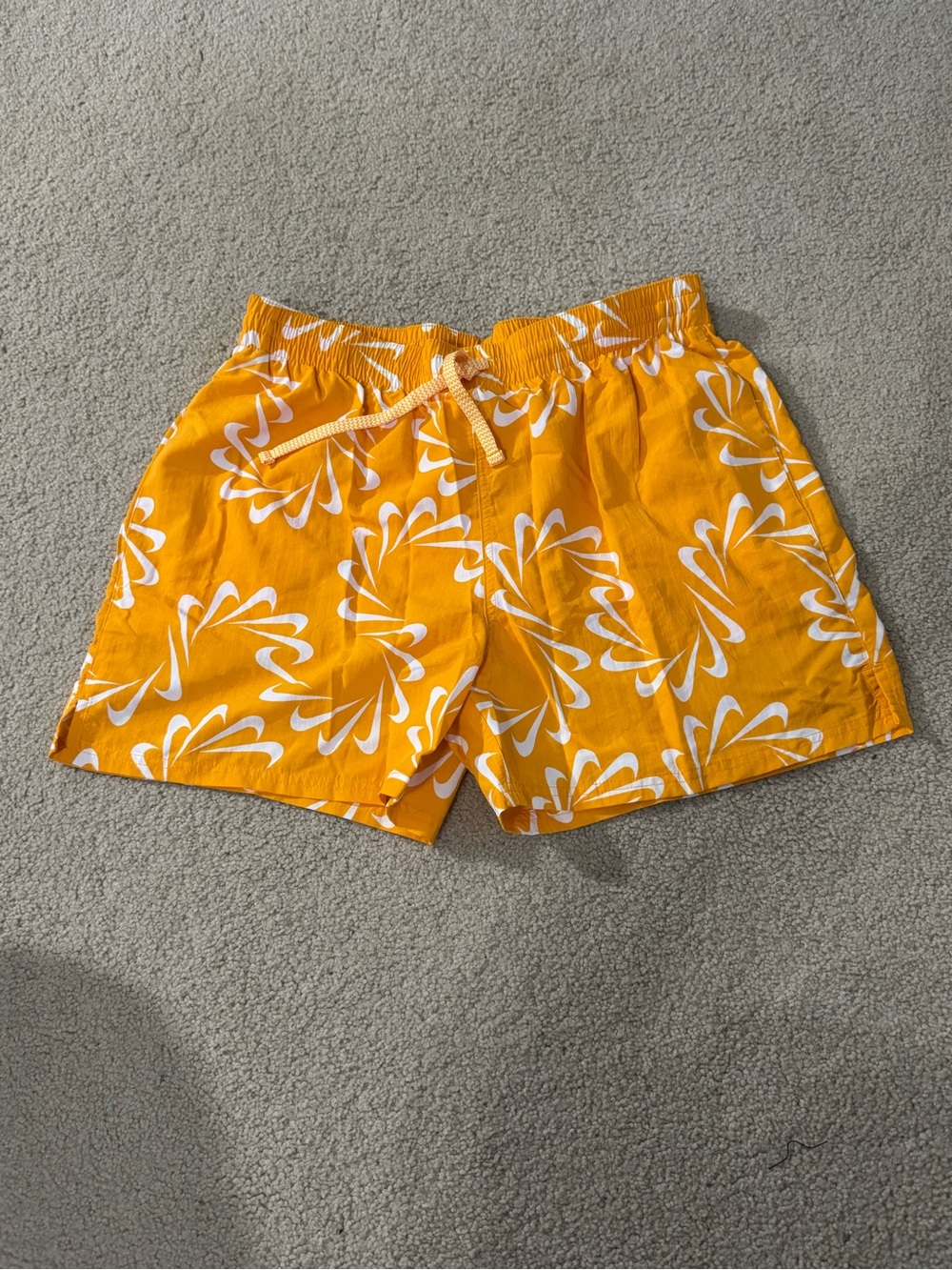 Nike Bright Yellow Floral Print Swim Trunks